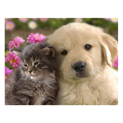 

UpperX Diamond Embroidery Flower Cat And Dog 5D Diamond Painting Cross Stitch Diamond Mosaic Decoration Gifts