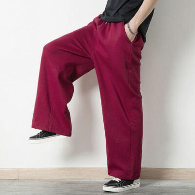 

USA Mens Jogger Heavy Weight Fleece Cargo Pocket Sweat Pants Loose Trousers One