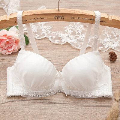 

LAXJOY Langyue 2018 cute girl bra set solid color small fresh lace student girl underwear LNWX189405 white x2 strip 3270