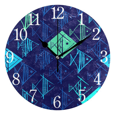 

Wall Clock Arabic Numerals Design Fish Drawing Round