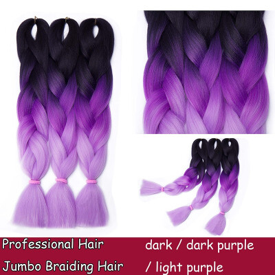 

24 Inches Braiding Hair Ombre for crochet Hair Weave with Synthetic&Twist Braiding Hair Extensions Dark black 100gpc