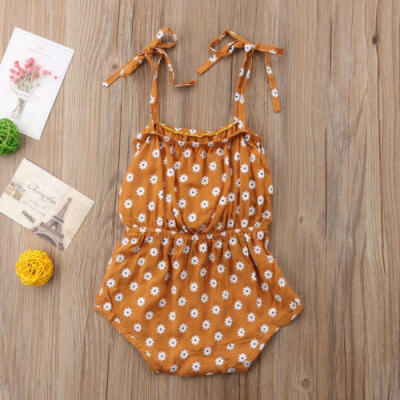 

Newborn Baby Girl Strap Bowknot Floral Romper Jumper Bodysuit Outfits Sunsuit