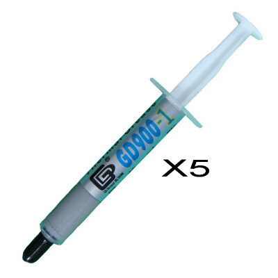 

GD Brand 5 Pieces GD900-1 Heat Sink Compound Thermal Grease Paste Silicone Containing Silver Gray Net Weight 3 Grams 60WM-K SY3