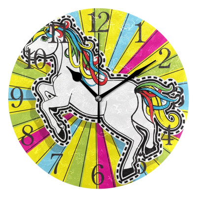 

Wall Clock Art Unicorn Fashion Round Wall Clock Arabic Numerals Design