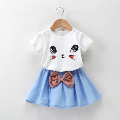 

New Toddler Kid Baby Girl T-shirt TopBeach Skirt Outfits Clothes 2PCS Set