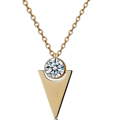 

YISHIZHIAI Triangle Pendant Simple Geometric Necklace Titanium Steel Rhinestone Time 4490