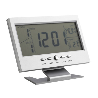 

Voice Control Back-light LCD Alarm Desk Clock Weather Monitor Calendar