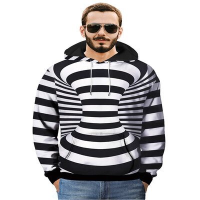 

3D striped print hooded sweater 2018 autumn&winter new fat boy street fashion youth mens shirt