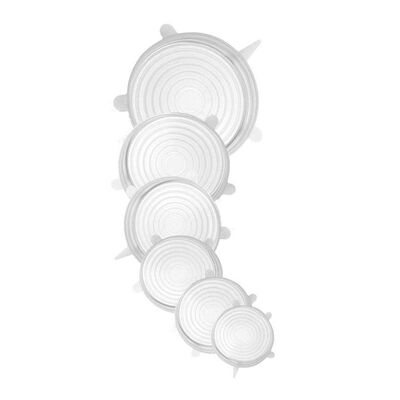 

UpperX Silicone Stretch CoversReusable Seal Food Stretch Wrap 6Pack of Various Sizes for Fruits Vegetables or CupsBowlsMugsetc