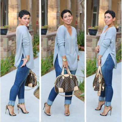

Sexy Women V Neck Long Sleeve Knit Pullover Jumper Sweater Knitwear Top Blouse