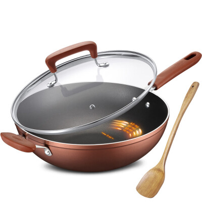 

[Jingdong supermarket] Ai Shida 32CM oil you control the new non-stick small smoke wok CL32Y5WT-T non-stick pan less fume induction cooker general deep coffee color