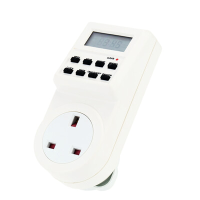 

Digital LCD Electronic Plug-in Programmable Timer 1224 Hour Switch Socket with Clock Summer Time Random Function 230V 50Hz