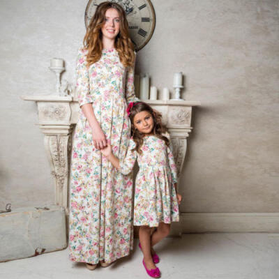 

UK Family Dress Mother&Daughter Matching Girl Floral Outfits Clothes Dresses