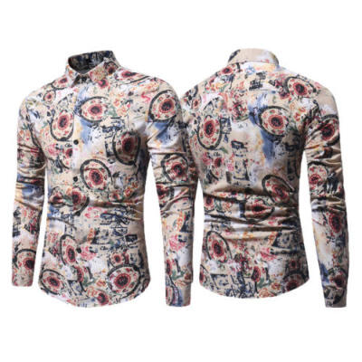 

Floral Luxury Men Slim Fit Shirts Long Sleeve Dress Shirt Casual T-Shirt Formal