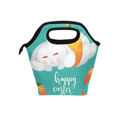 

Lunch Bag Carrots And Rabbit Tote Travel Picnic Insulated Handbags Portable Zipper Lunch Bag Box