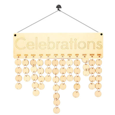 

UpperX Wood Anniversary Calendar Hanging Plaque with Date Marker Disc - Celebrations 40 x 12cm