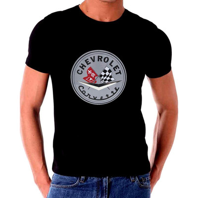 

Chevy Corvette Logo GM Car T Shirt Old Tin Sign