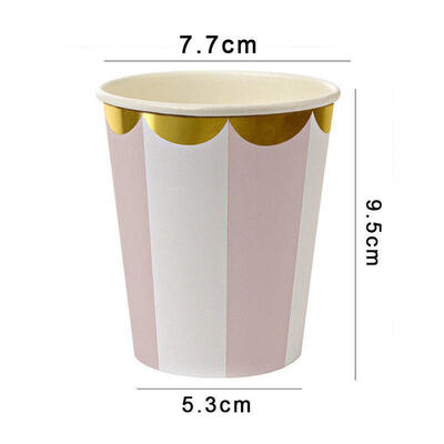 

Dur Pink Striped Paper Plates Cups Adult Kids Birthday Party Dinner Tableware BA