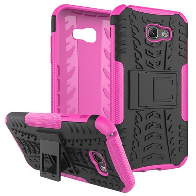 

Fivice Samsung A7 2017 Case TPU anti-fall tire pattern back clip bracket phone case