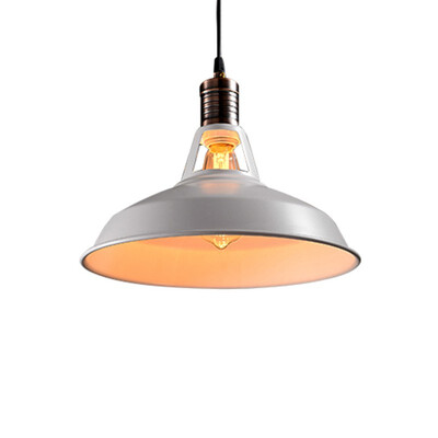 

Baycheer HL485929 White Metal Barn Style Shade Pendant One Light Ceiling Lighting in Bronze Finish