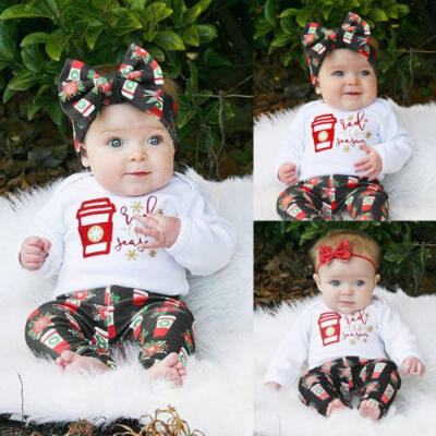 

AU Stock Newborn Baby Girls Boys Christmas Clothes Romper Bodysuit Pants Outfits