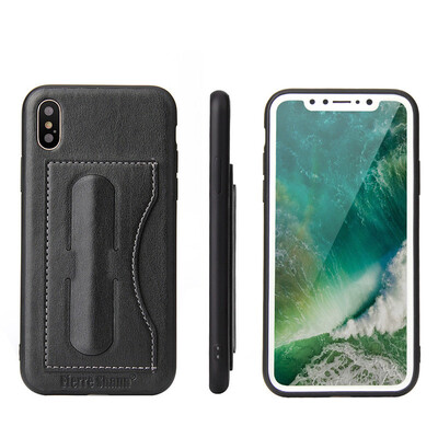 

New iphoneXS Mobile Phone Case Support Back Cover Samsung Note9 Leather Case Black