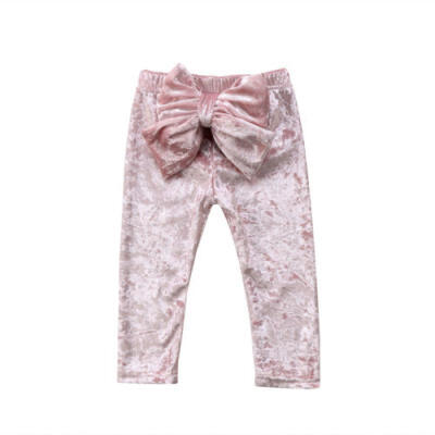 

Pretty Kids Baby Girls Princess Bowknot Velvet Bottoms Leggings Pants Trousers