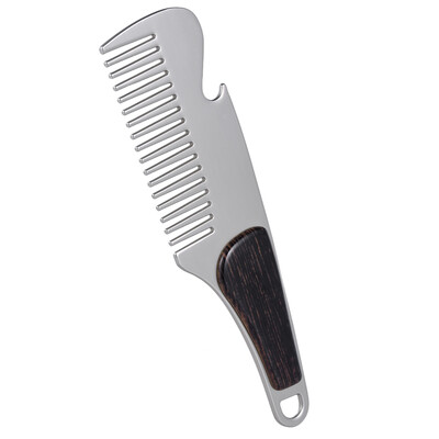 

Stainless Steel Beard Comb Mens Shaving Mini Pocket Comb Portable Male Mustache Brush Bottle Opener