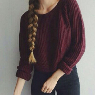 

New Womens Long Sleeve Crew Neck Loose Knitted Sweater Ladies Casual Jumper Tops
