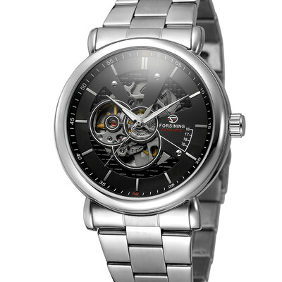

Forsining 726 Top Brand Automatic Mechanical Business Men Watch Skeleton Men Watch Luxury Fashion Military Stainless Steel Watch w