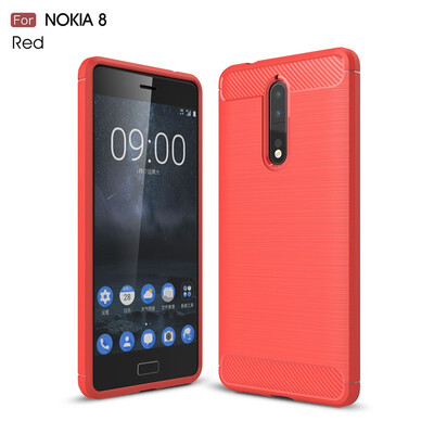 

Fivice Nokia 8 case Luxury brushed carbon fiber TPU soft shell