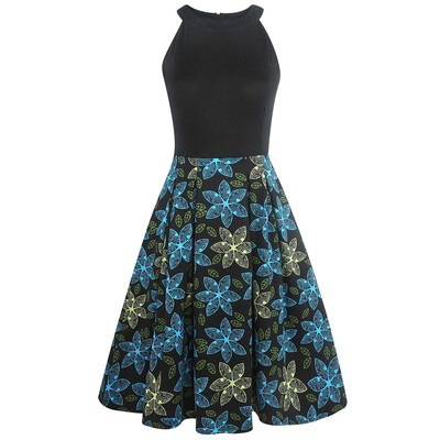 

Flower Print Sleeveless Skater Dress