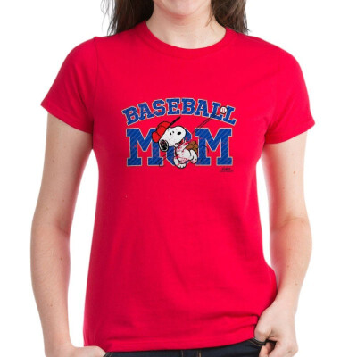 

CafePress Snoopy Baseball Mom T-Shirt - Womens Cotton T-Shirt