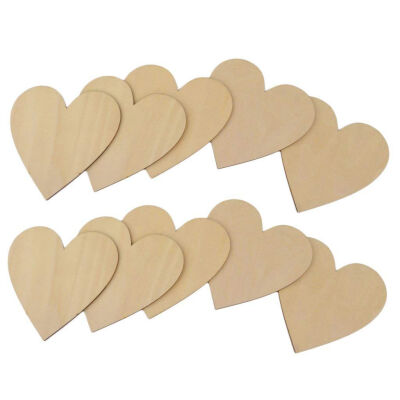 

UpperX Lot of 10pcs 80mm Embellishment Blank Heart Shape Wood for Craft Wedding Decoration