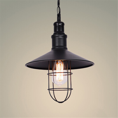 

Baycheer HL487004 Industrial Style Single-Bulb Pendant Light with 1102"W Saucer Shade Black