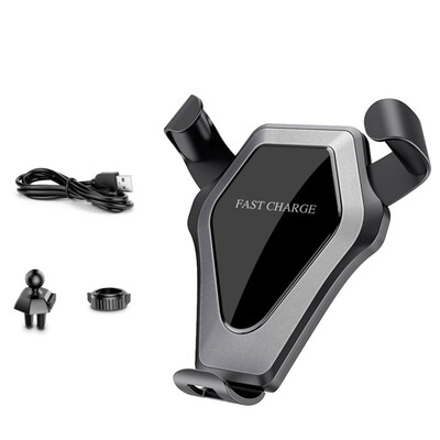 

2-in-1 Design Qi Standard Car Wireless Charger Stand Gravity Car Mount Air Vent Phone Holder Cradle Fast Wireless Charging Stand f
