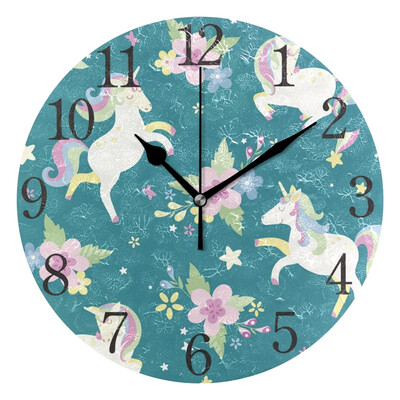 

Wall Clock Unicorns Pattern Round Wall Clock Arabic Numerals Design