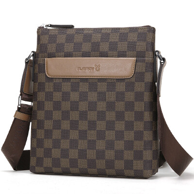 

Playboy playboy male bag Messenger bag leisure Lingge shoulder bag vertical section PBF4504-4C brown