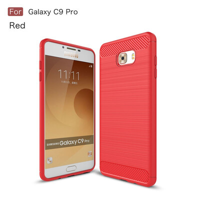 

Fivice Samsung Galaxy C9 Pro case Luxury brushed carbon fiber TPU soft shell
