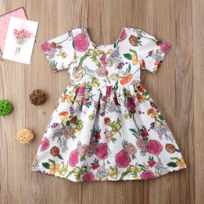 

Toddler Kids Baby Girls Summer Floral Dress Princess Party Pageant Dresses