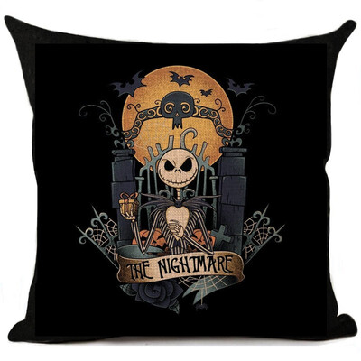 

Halloween Cartoon Skull Jack Cushion Cover Nightmare Before Christmas Printed Linen Throw Pillows Cover Decorative Pillowcase