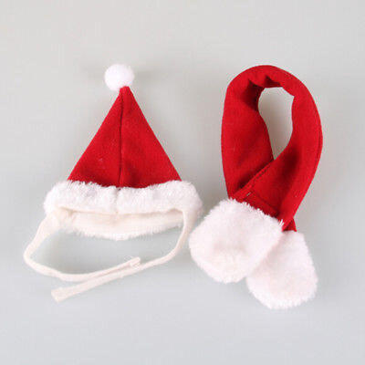 

2PCs Pet Cat Dog Santa HatScarf Christmas Xmas Red Holiday Costume Apparel US