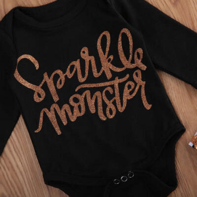 

Newborn Baby Girl Sparkle Monster Long Sleeve Romper PlaysuitLeg Warmers Outfit