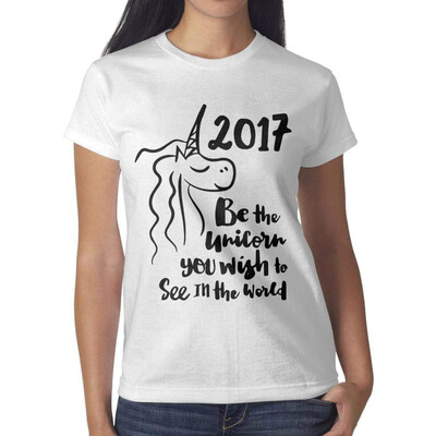 

Cartoon Unicorn Pretty Women White Tshirts Cotton Lightweight T-Shirts