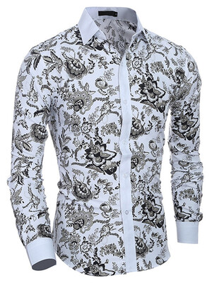 

Stand Collar Printed Casual Mens Shirt