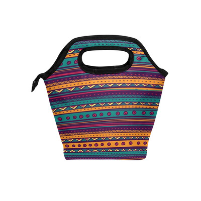 

Lunch Bag Tote Bag Colorful Stripe Travel Picnic Organizer Lunch Holder Handbags Lunch Bag Box for Office