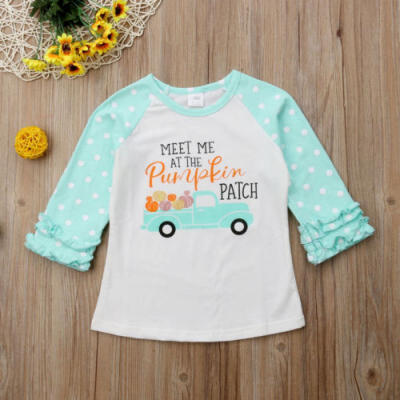 

Hot Toddler Baby Girl Pumpkin Pattern Long Sleeve Ruffles T-shirt Top Clothes