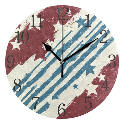 

Wall Clock Arabic Numerals Design Vintage Stars Art Round
