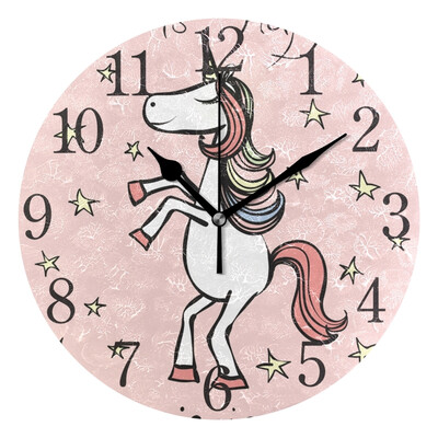 

Wall Clock Magic Dream Unicorn Round Wall Clock Arabic Numerals Design