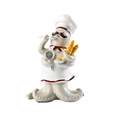 

UpperX Trumpet octopus bread chef Nordic style cartoon living room decoration fat ornaments Resin crafts creative home